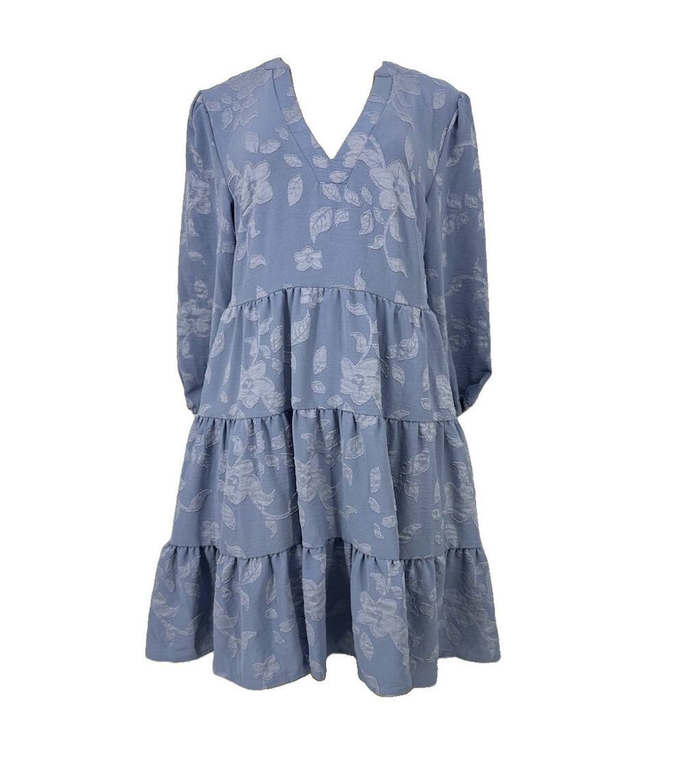 Joie Small Women Bubble Sleeve Tiered Mini Swing Flare Dress Blue Floral 32-3